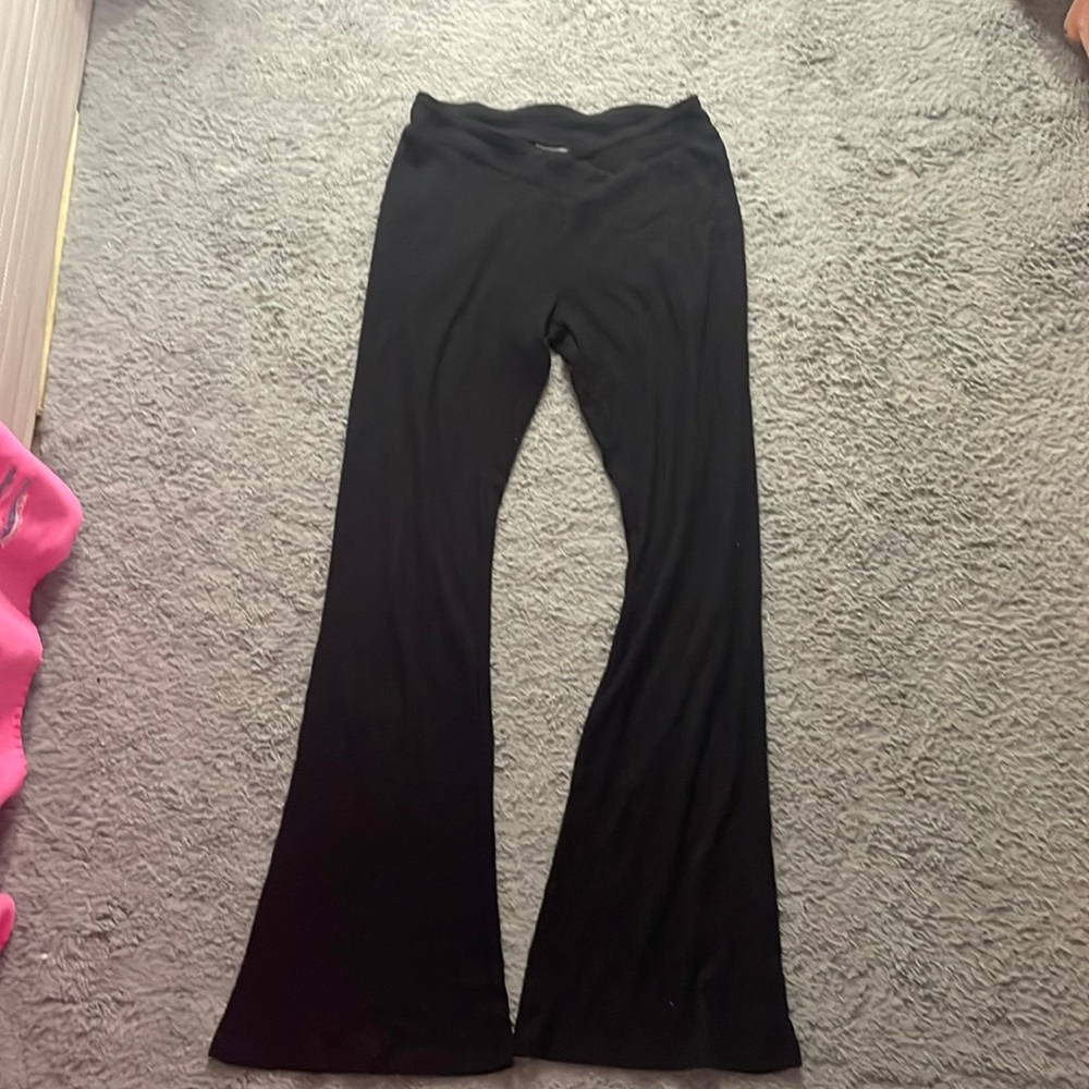 Crossover flare leggings, fuzzy